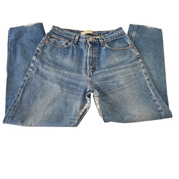 Gap Classic Straight Leg Cotton Jeans Women 10 High Rise Med Wash Distressed VTG - Picture 3 of 10